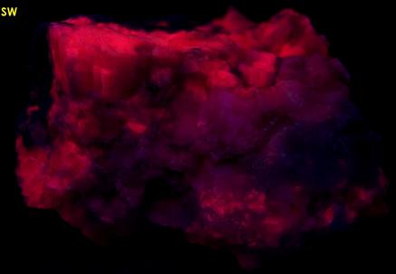 fluorescing Calcite, Chalcopyrite, Leadhills, South Lanarkshire, Strathclyde (Lanarkshire), Scotland, United Kingdom, ex R.Eisenman "Highland Rock"