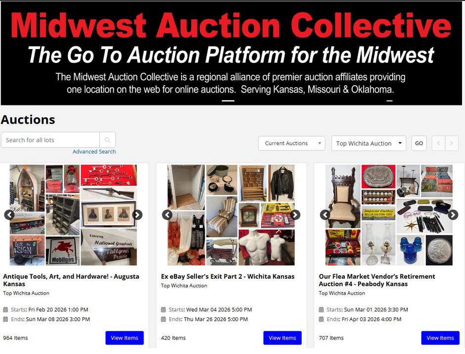 Current Online Auctions by Top Wichita Auction
