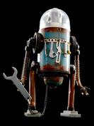 retro robot sculpture art astronaut