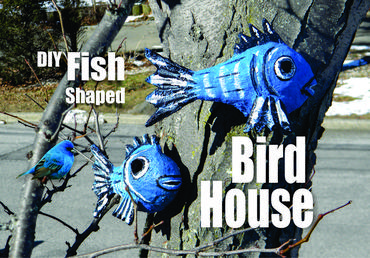 DIY Outdoor Paper Mache Nautical Fish Shaped Bird House. Check out our other Nautical and Beach Decor DIY projects. www.DIYeasycrafts.com