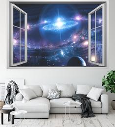 Starry Sky Planet Window View Wall Sticker