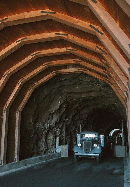 Tunnel and German troop truck
