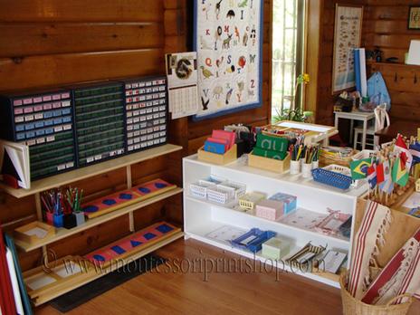 layout of the primary Montessori language shelves - Montessori Print Shop