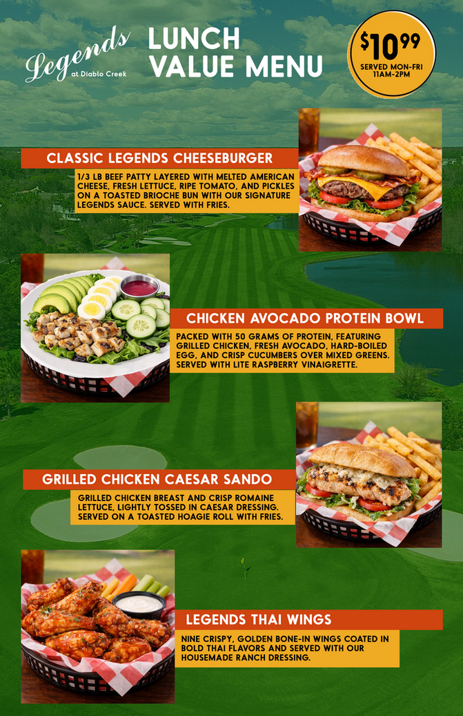 Legends Diablo Creek Lunch Value Menu Concord Ca