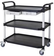 3 shelf largest plastic utility carts manufacturer, service trolley manufacturer