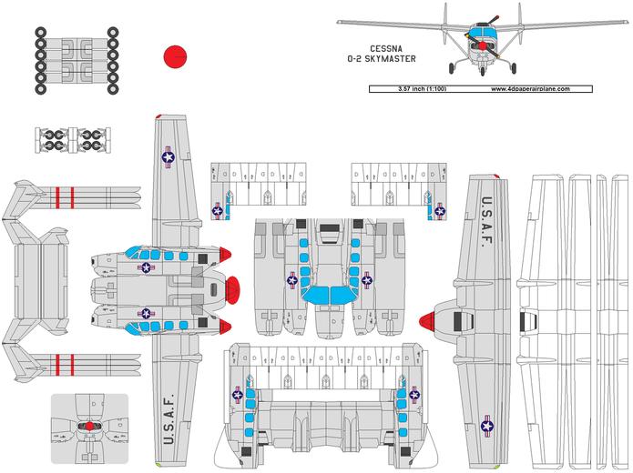 DIY 4D model template of Cessna O-2 Skymaster.