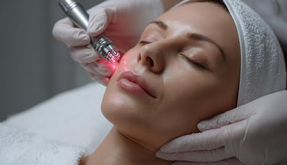 Lady receiving a laser trreatment