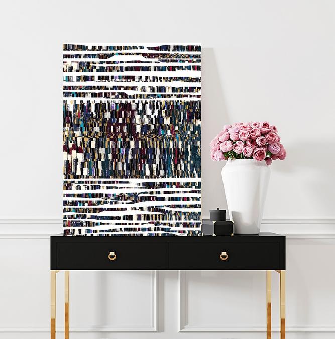 Navy blue and turquoise abstract art