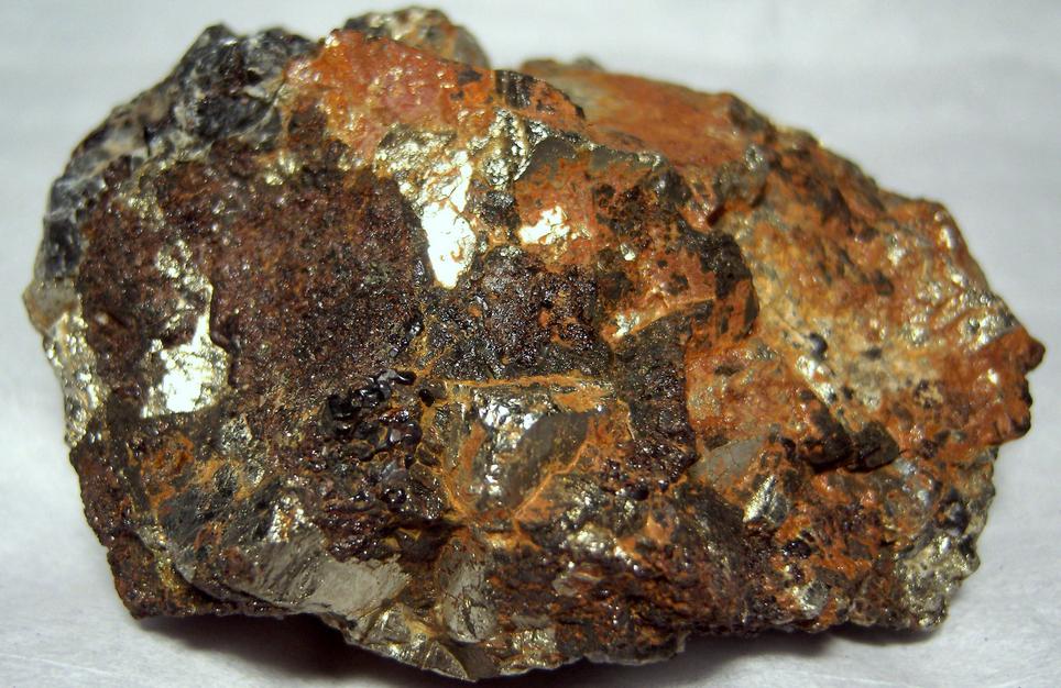 golden PYRITE and brown GARNET, MAGNETITE, CALCITE - Sulphur Hill Mine (Sulfur Hill Mine), Andover Township, Sussex County, New Jersey, USA