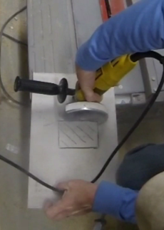 How to cut Hardiebacker cement board with a disc grinder. www.DIYeasycrafts.com