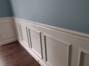 Newly painted walls and wainscoting in Norton, MA.