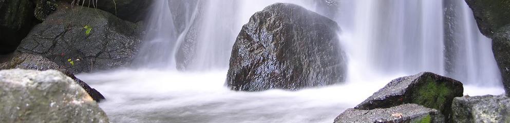 Rocks at bottom of waterfall