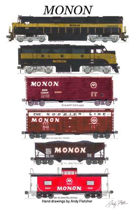 Monon Black & Gold Locomotives 11"x17" Poster Andy Fletcher signed 