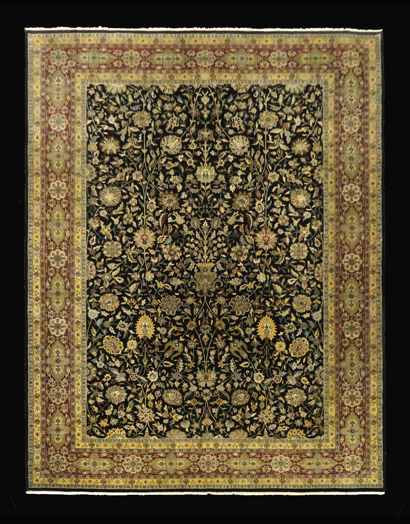 2.5'x4' Green Ardabil Silk Rug Oriental Carpet Medallion Wallhanging H –  Kashmir Designs