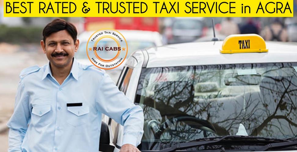 Rai cabs driver with cab in agra