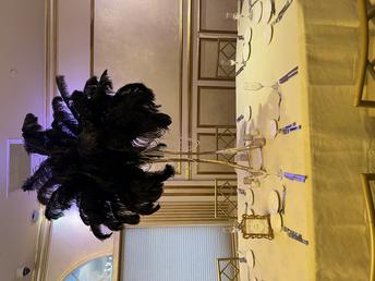 Black feather centerpiece rental Gatsby