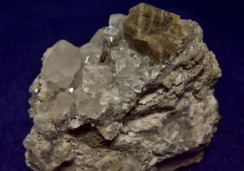 CHABAZITE-Ca, CHALCOPYITE, PYRIE, PYROLUSITE, fluorescent CALCITE - Upper New Street Quarry (Burger's Quarry), Paterson, Passaic County, New Jersey, USA - ex Fred J Parker "Parker Minerals" - sold