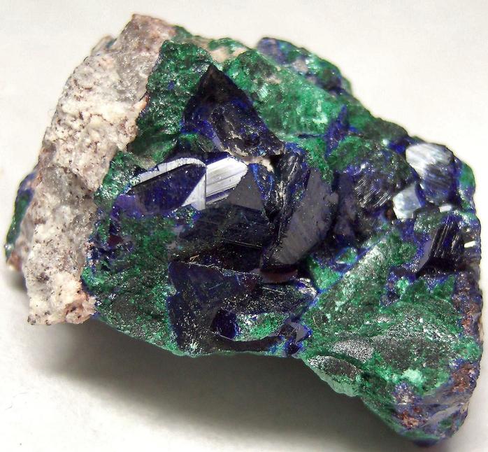 green Malachite, blue Azurite crystals, Milpillas Mine, Cuitaca, Mun. de Santa Cruz, Sonora, Mexico