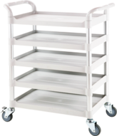 5 shelf plastic hospital trolley, medical carts manufacturer Taiwan, hospital furniture