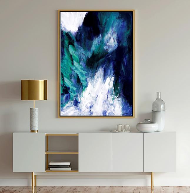 Navy blue and multi color Abstract Art painting print