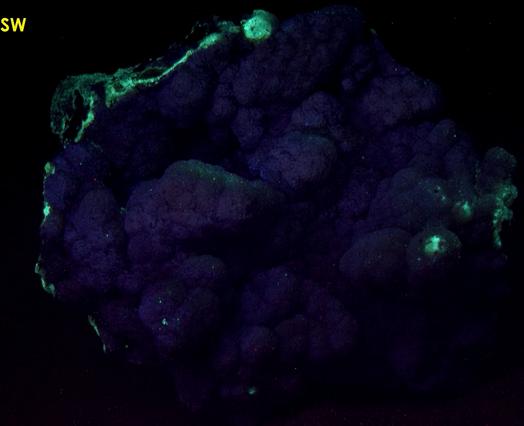 recrystallized fluorescent ZINCITE - Palmerton zinc smelter locality, Lower Towamensing Township, Carbon County, Pennsylvania, USA