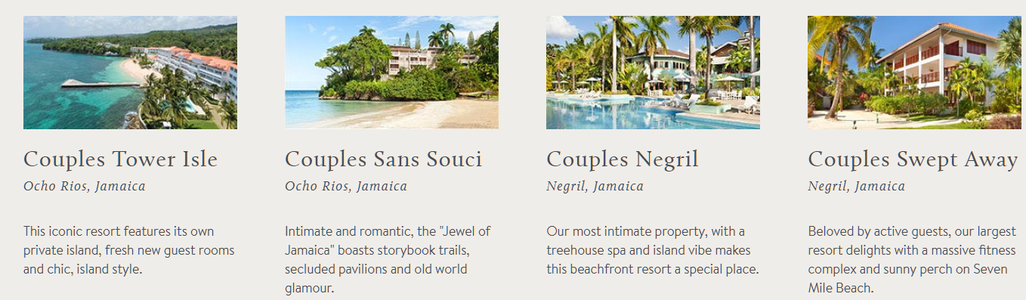 couples tower islse, couples sans souci, couples negril, couples swept away