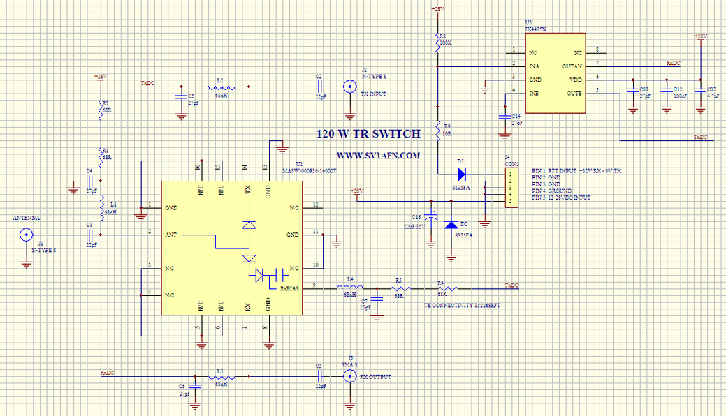 High Power RF TR Switch with PIN diodes IC