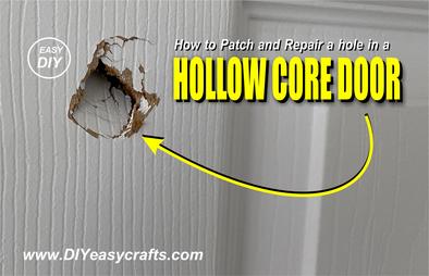 How to easily patch and repair a hole in a hollow core door from DIYeasycrafts Dan from www.DIYeasycrafts demonstrates how to repair a hole in a hollow core interior door using a paint stirrer and bondo putty. The repair is quick and easy and the only tools required is a utility knife, a putty knife and sander. This is a great way to save otherwise damaged doors even doors with wood grain.