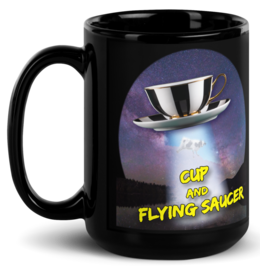 Flying Cup and Saucer Black Glossy Mug