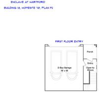 bottom floor plan for 3 bedroom, entry way and garage