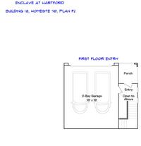 bottom floor plan for 3 bedroom, entry way and garage