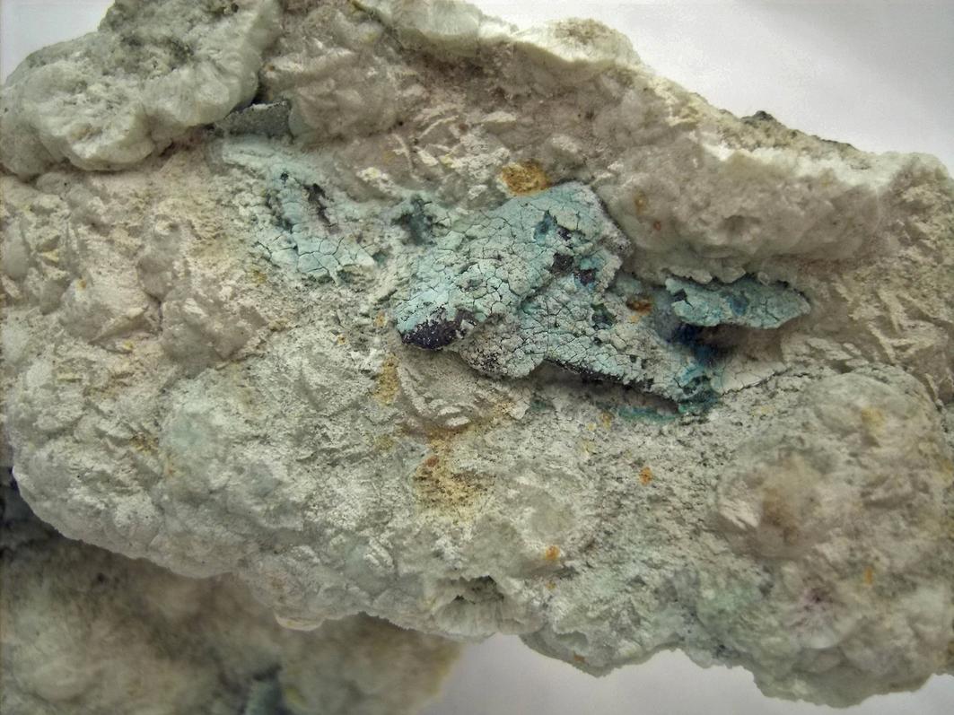 CHALCOCITE and CHRYSOCOLLA in PREHNITE - Chimney Rock quarry, Houdaille Industries Quarry; The Bound Brook Quarry; Stavola Industries Quarry, Bridgewater, Somerset county, New Jersey