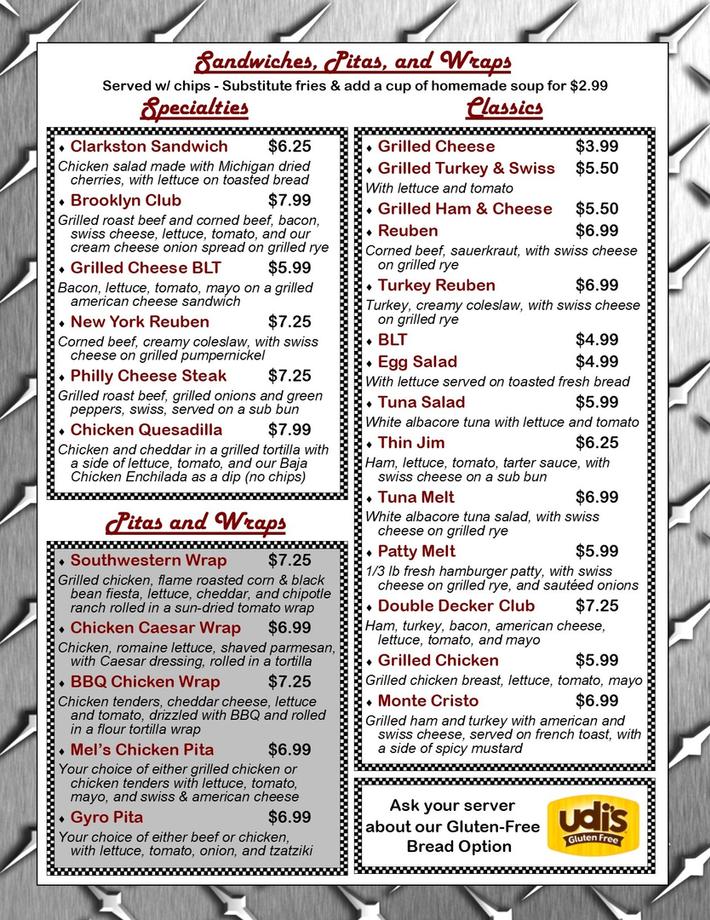 Mel's grill 2 Menu