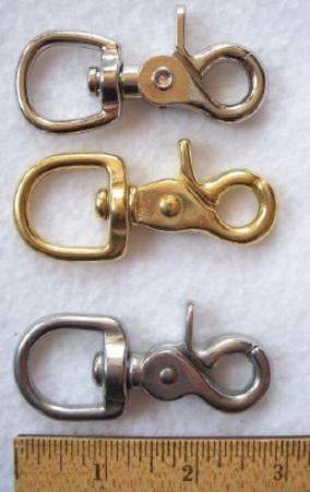 3 3/8 Solid Brass snap/clasp with 3/4 round swivel eye. repair lead  rope,reins