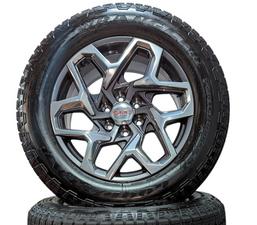 ​NEW TAKEOFF GMC SIERRA 1500 SLT 20" GREY AND POLISHED WHEELS WITH 275/60R20 GOODYEAR WRANGLER TRAILRUNNER AT TIRES