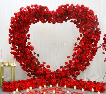 red flower heart arch