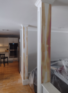 Column painting before with repair.