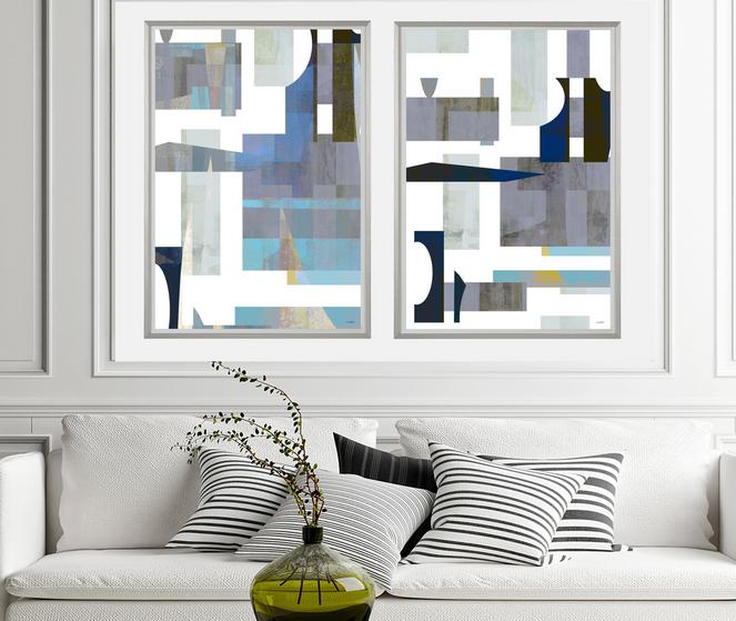 Blue, gray and green abstract art, #abstract art