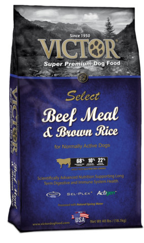 Victor Beef Meal and Brown Rice dog food for normally active dogs