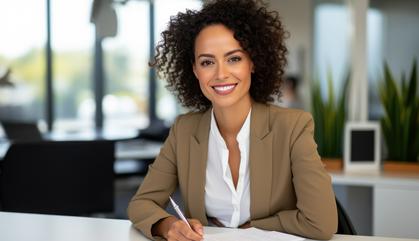 Image of a professional woman in a business meeting