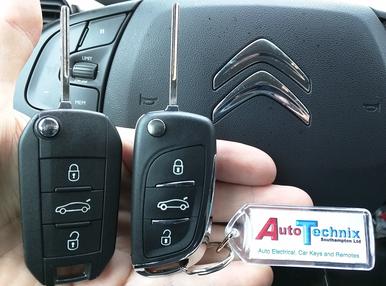 Citroen replacement 3 button remote keys - New Chrome style