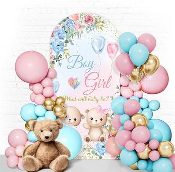 GENDER REVEAL BACKDROP ARCH COVER PINK AND BLUE