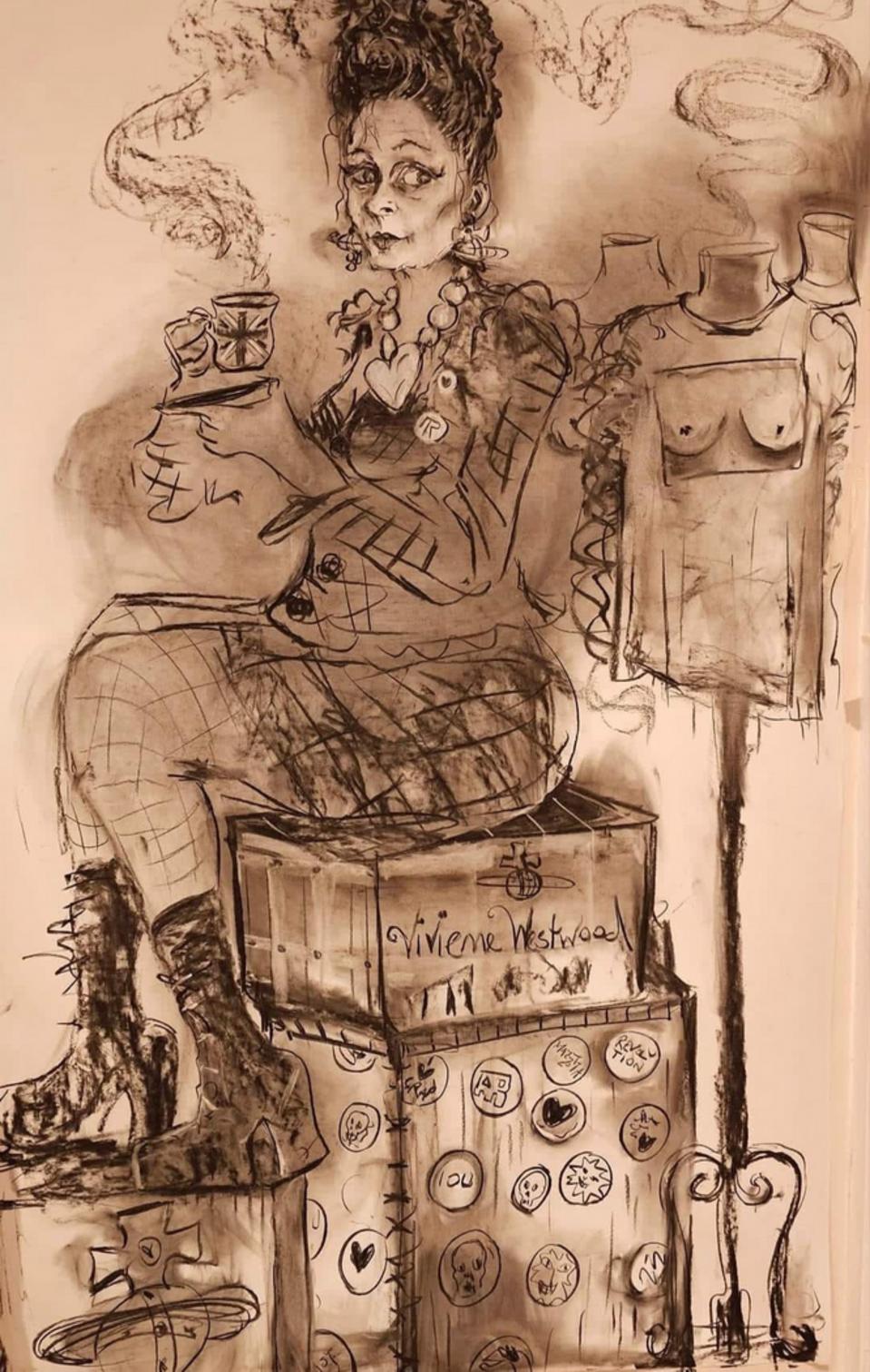 Anarchy In Wonderland - Charcoal on Paper 150 x 150 cm