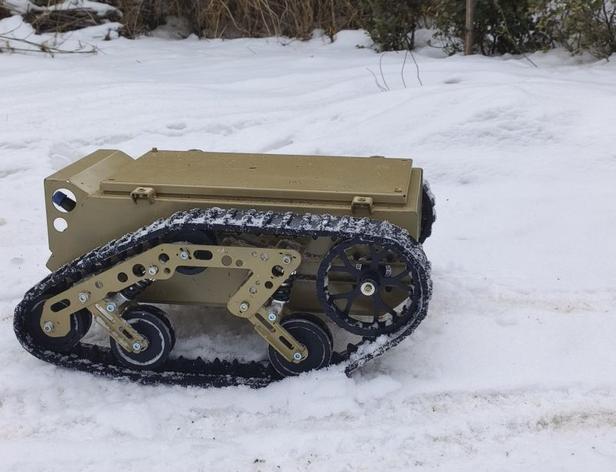 Light duty mini tracked UGV robot chassis with RC control