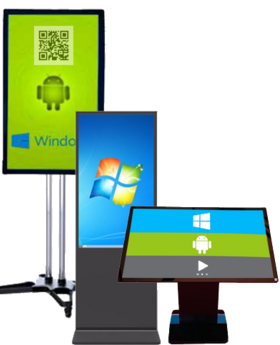 Vertical Touchscreen Kiosk, Horizontal S shape Tocuscreen rental Android, Windows OPS
