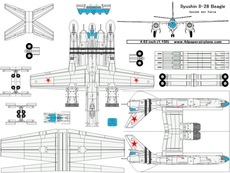 4D model template of Ilyushin Il-28 Beagle
