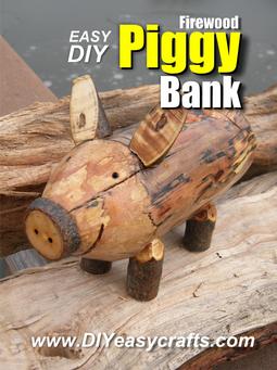 asy DIY Firewood Pig Piggy Bank. www.DIYeasycrafts.com