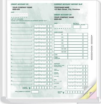 Large and small cheque deposit books with 2-copy or RBC’s 3-copy.