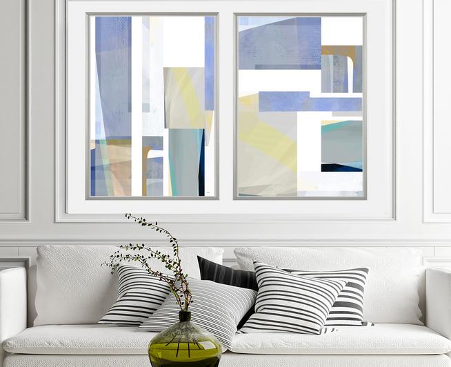 Blue, gray and gold abstract art, #abstract art