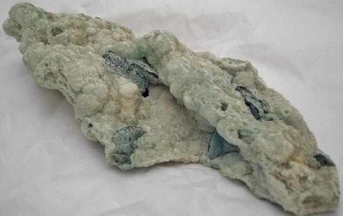 CHALCOCITE and CHRYSOCOLLA in PREHNITE - Chimney Rock quarry, Houdaille Industries Quarry; The Bound Brook Quarry; Stavola Industries Quarry, Bridgewater, Somerset county, New Jersey
